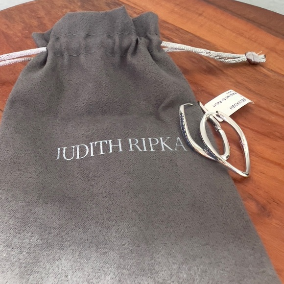 NWT Judith Ripka Nova Large Pave Blue Sapphire Hoops - Picture 13 of 15